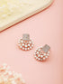 Silver Toned CZ & Pearl Beaded Designer studds Earrings