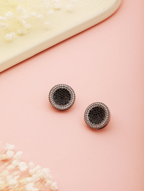 Black CZ Studded Minimal Designer Studds Earrings