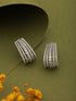 Silver Plated AD Studded Minimal Hoop Earrings