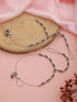 Silver Oxidised Stone Studded Foot Harnass Anklet Payel