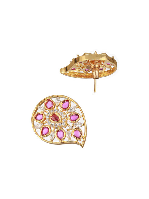 Gold Plated Red Kemp Mango Minimal Studds Earrings
