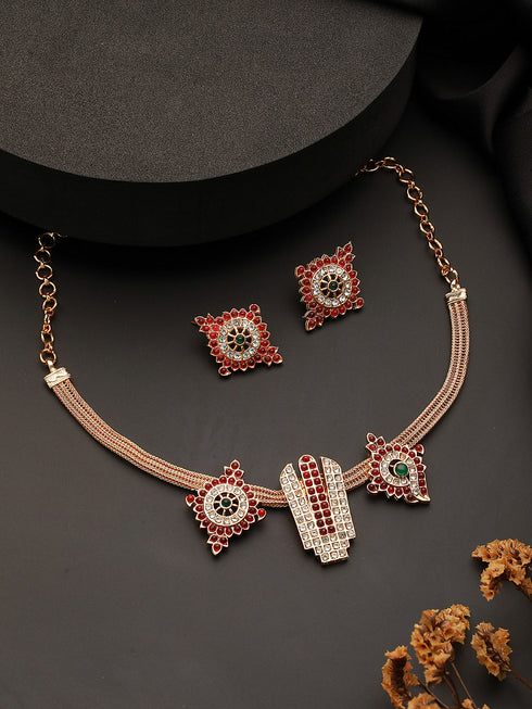 Gold Plated Lord Tirupati Balaji Symbol Chain Jewellery Set