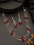 Gold Plated Red Pearl Maala Necklace Jewellery Set