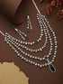 Silver Plated Green AD Multilayered Luxe Bridal Jewellery Set