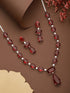 Silver Toned Red Ruby Designer Patywear Necklace Jewellery Set