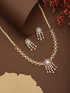 Gold Toned AD Studded Minimal Floral Delicate Pendant Jewellery Set