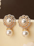 Gold Toned Ad & Pearl Beaded Floral Designer Studds Earrings