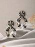 Black Enamelled White AD Studded Minimal Designer Chandbali Earring