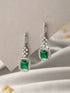 Silver Plated Green AD Minimal Dailywear Drop Earring