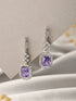 Silver Plated Lavender AD studded Minimal Officewear Drop Earrings
