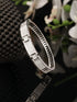 Silver Toned AD Studded Designer Sleek Kada Bracelet