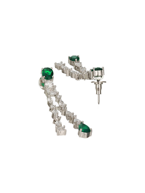 Silver Plated Green AD Multilayered Luxe Bridal Jewellery Set