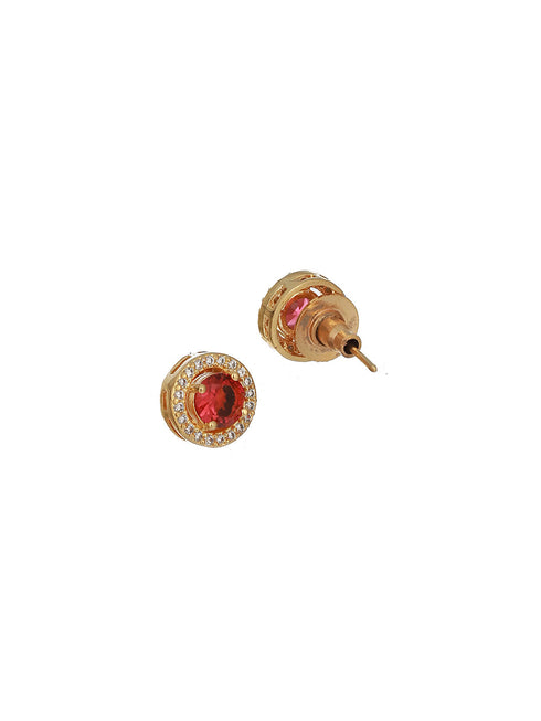 Gold Toned Ruby Red AD Minimal Mangalsutra Jewellery Set