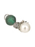 Green AD & Pearl Beaded Designer Luxe Drop Earrings