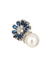 Silver Plated Blue AD & Pearl Beaded Floral Earrings