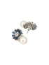Silver Plated Blue AD & Pearl Beaded Floral Earrings