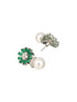 Silver Plated Green AD & Pearl Beaded Floral Earrings