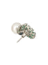 Silver Plated Green AD & Pearl Beaded Floral Earrings
