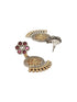 Dual Toned Silver Oxidised Maroon Pearl Beaded Floral Statement jewellery Set