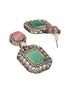 Gold Toned Pink & Mint Kundan Studded Double Lined Bridal Jewellery Set