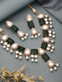 Gold Plated Emerald Green Ad & Original Kundan & Pearl Beaded Bridal Luxe Necklace Jewellery Set