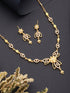 Gold Plated CZ Studded Floral Pendant Minimal Necklace Jewellery Set