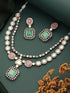 Gold Toned Pink & Mint Kundan Studded Double Lined Bridal Jewellery Set