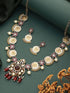 Dual Toned Silver Oxidised Maroon Pearl Beaded Floral Statement jewellery Set