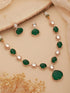 Gold Plated Emerald Green Kundan Studded Designer Luxe Bridal Jewellery Set