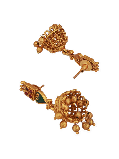 Gold Toned Green Enamelled Kerala tradition Nagapadam Floral Choker Jewellery Set