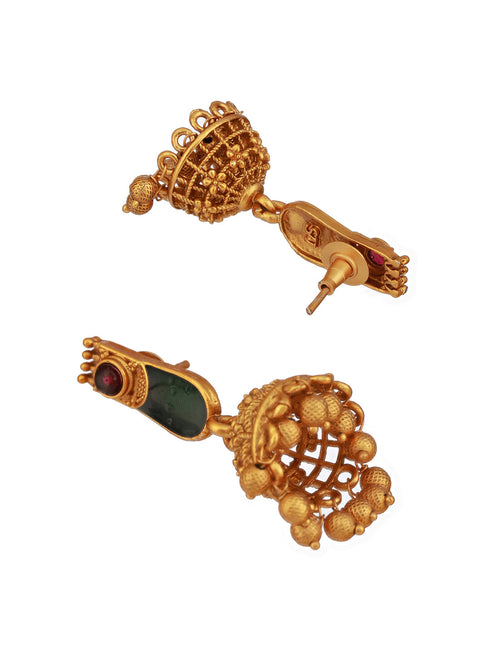 Gold Plated Traditional Green Nagapadam Necklace Jewellery Set