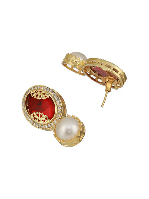 Gold Plated Nav Ratan Kundan & Pearl Beaded Statement Choker Jewellery Set