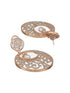Rose Gold Cz Studded & Pearl Beaded Statement Modern Chandbali Clip Earrings