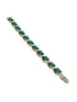 Silver Toned Emarald Green CZ Studded Minimal Link Tennis Bracelet
