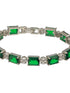 Silver Toned Emarald Green CZ Studded Minimal Link Tennis Bracelet