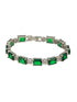 Silver Toned Emarald Green CZ Studded Minimal Link Tennis Bracelet