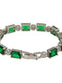 Silver Toned Emarald Green CZ Studded Minimal Link Tennis Bracelet