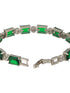 Silver Toned Emarald Green CZ Studded Minimal Link Tennis Bracelet
