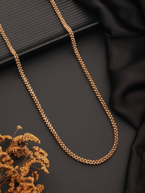 Gold Plated Ball Design 24 inch Thick Dailywear Long Necklace Chain