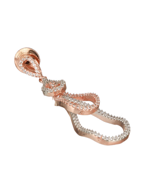 Rose Gold Plated AD Studded Contemporary Hoop Earrings