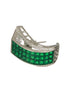 Rhodium Green Emerald Cubic Zirconia Luxe Hoop Studds Earring
