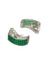 Rhodium Green Emerald Cubic Zirconia Luxe Hoop Studds Earring