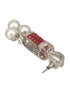Silver Plated Red Cubic Zirconia & Pearl Beaded Designer Contemporary Dangler Earrings