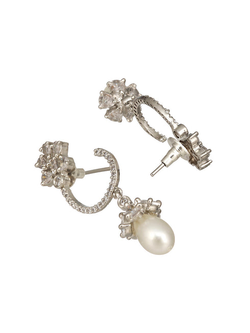 Pearl Beaded 7 Layered Minimal Luxe Choker with AD Earrings Jewellery Set