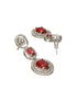 Rhodium Red Ruby Zircon Studded Delicate Contemporary Necklace Jewellery Set