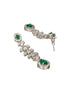 Rhodium Green Emerald Bagatte Zircon Studded Occasionwear Pendant Jewellery Set