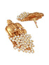 Gold Plated Elephant Motif Pearl Beaded Designer Earrings Necklace Jewellery Set