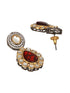 Victorian Polish Maroon & Turquoise Kundan Studded Floral Necklace Jewellery Set