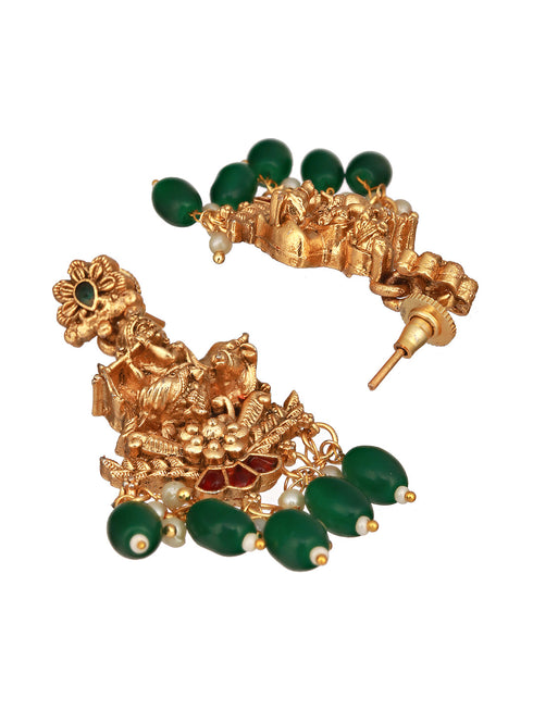 Gold Plated Jadau Divine Radha Krishna Temple Necklace Jewellery Set
