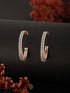 Rose Gold Plated Zircon Studded Minimal Hoop Earrings
